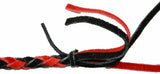 Horn Pull Braided Leather Key Chain 10" Long With 1" Ring Black Red HTS#5025BLR