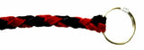 Horn Pull Braided Leather Key Chain 10" Long With 1" Ring Black Red HTS#5025BLR