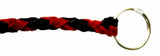 Horn Pull Braided Leather Key Chain 10" Long With 1" Ring Black Red HTS#5025BLR