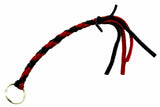 Horn Pull Braided Leather Key Chain 10" Long With 1" Ring Black Red HTS#5025BLR