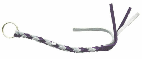 HTS Horn Pull Braided Leather Key Chain 10" Long 1" Ring Purple Gray #5025PG