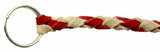 HTS Horn Pull Braided Leather Key Chain 10" Long With 1" Ring Red Beige #5025RB