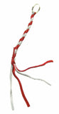 HTS Horn Pull Braided Leather Key Chain 10" Long With 1" Ring Red Gray #5025RG