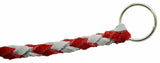 HTS Horn Pull Braided Leather Key Chain 10" Long With 1" Ring Red Gray #5025RG
