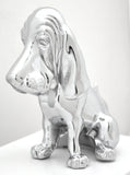 Hood Ornament Sitting Basset Hound Chrome 4 Stud Mount 7 1/8" (H)-HTS#5040