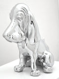 Hood Ornament Sitting Basset Hound Chrome 4 Stud Mount 7 1/8" (H)-HTS#5040