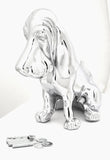 Hood Ornament Sitting Basset Hound Chrome 4 Stud Mount 7 1/8" (H)-HTS#5040