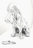 Hood Ornament Sitting Basset Hound Chrome 4 Stud Mount 7 1/8" (H)-HTS#5040