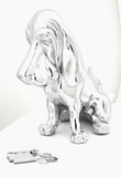 Hood Ornament Sitting Basset Hound Chrome 4 Stud Mount 7 1/8" (H)-HTS#5040