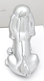 Hood Ornament Sitting Basset Hound Chrome 4 Stud Mount 7 1/8" (H)-HTS#5040