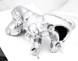 Hood Ornament Sitting Basset Hound Chrome 4 Stud Mount 7 1/8" (H)-HTS#5040