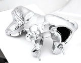 Hood Ornament Sitting Basset Hound Chrome 4 Stud Mount 7 1/8" (H)-HTS#5040