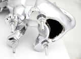 Hood Ornament Sitting Basset Hound Chrome 4 Stud Mount 7 1/8" (H)-HTS#5040