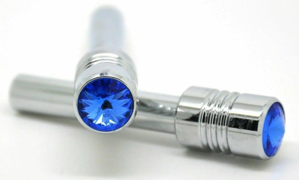 Door Lock Knobs Screw-on Blue Jewel Chrome Aluminum 1/2" I.D. GG#50861 Pair