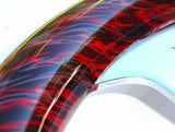 SCI 3 Spoke Steering Wheel 18" Flames Black Silver Red 3 Hole Mount 572-3072