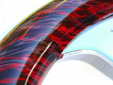 SCI 3 Spoke Steering Wheel 18" Flames Black Silver Red 3 Hole Mount 572-3072