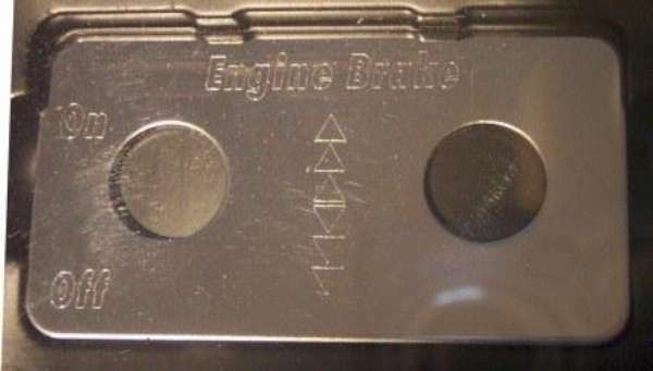 GG Switch Plate for Kenworth Engine Brake Arrow On/Off Stainless Block #68571