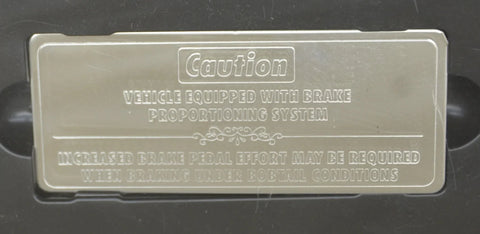 Dash Plate Brake Proportioning Statement for Kenworth Stainless Steel GG#68622