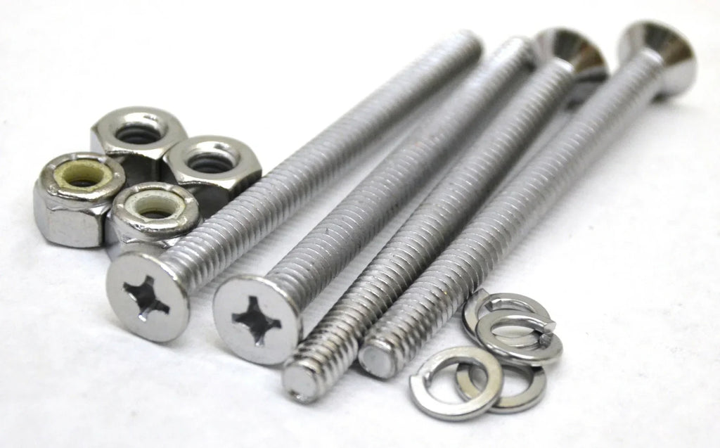 train horn floor mount stand screws(4) chrome plated 3" long 1/4" diameter
