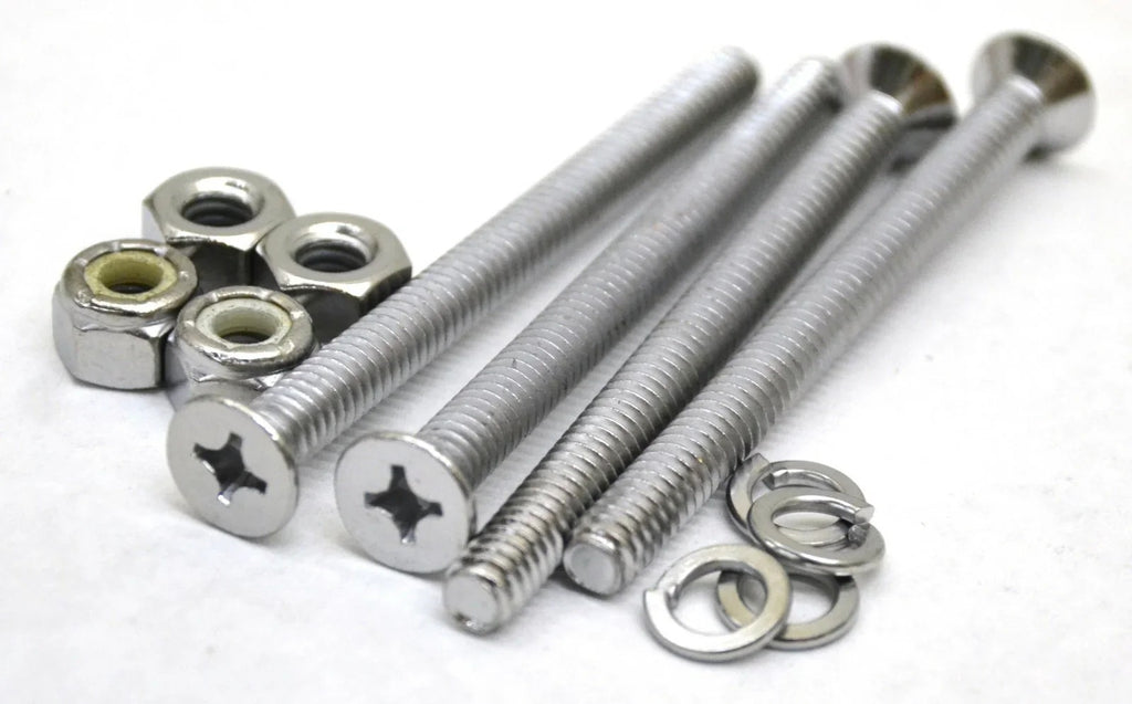 train horn floor mount stand screws(4) chrome plated 3" long 1/4" diameter