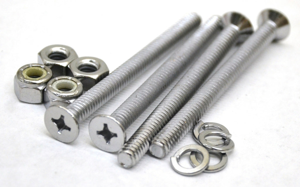train horn floor mount stand screws(4) chrome plated 3" long 1/4" diameter