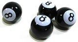 8 Ball Tire Valve Stem Caps Standard Size Black White 5/8" OD UP#70022 Set of 4