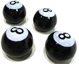 8 Ball Tire Valve Stem Caps Standard Size Black White 5/8" OD UP#70022 Set of 4