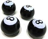 8 Ball Tire Valve Stem Caps Standard Size Black White 5/8" OD UP#70022 Set of 4