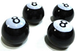 8 Ball Tire Valve Stem Caps Standard Size Black White 5/8" OD UP#70022 Set of 4