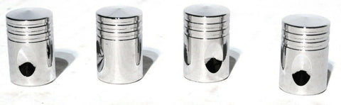 Tire Valve Stem Caps Standard Size Piston Style Chrome Plated UP#70031-4 Pack