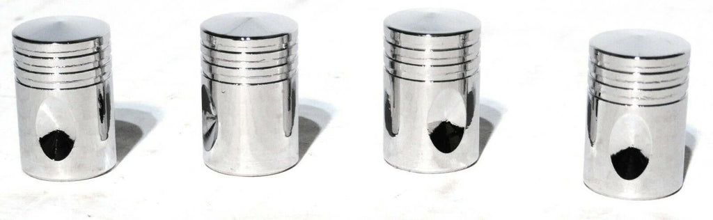 Tire Valve Stem Caps Standard Size Piston Style Chrome Plated UP#70031-4 Pack