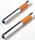Door Lock Knobs Screw-on for Pre 1995 Trucks Walnut & Chrome 1/4" UP#70039-Pair