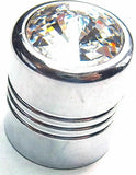Tire Valve Stem Caps Standard Size Glass Clear Jewel Chrome UP#70058 Pkg of 4