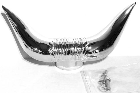 Bull Horn Hood Ornament Chrome 2 Stud 1-5/8" On Center Universal Truck UP72005