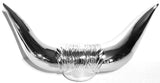 Bull Horn Hood Ornament Chrome 2 Stud 1-5/8" On Center Universal Truck UP72005