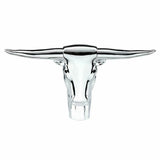Hood Ornament Long Horn Bull Chrome 2 Stud Chrome 8 11/16" UP#72034