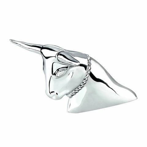 Hood Ornament Long Horn Bull Chrome 2 Stud Chrome 8 11/16" UP#72034