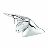 Hood Ornament Long Horn Bull Chrome 2 Stud Chrome 8 11/16" UP#72034