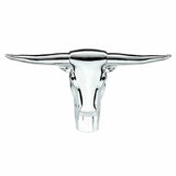 Hood Ornament Long Horn Bull Chrome 2 Stud Chrome 8 11/16" UP#72034