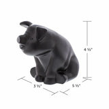 UP Hood Ornament Sitting Pig Matte Black w/ Base Pad 3 Studs 4 1/2" Tall #72047