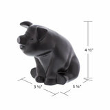 UP Hood Ornament Sitting Pig Matte Black w/ Base Pad 3 Studs 4 1/2" Tall #72047