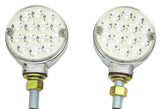 2-Turn Signal Led Lights 3” Pearl Clear 2 Face Amber/Red 14 LEDs 1 Stud GG#75195