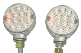 2-Turn Signal Led Lights 3” Pearl Clear 2 Face Amber/Red 14 LEDs 1 Stud GG#75195