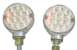 2-Turn Signal Led Lights 3” Pearl Clear 2 Face Amber/Red 14 LEDs 1 Stud GG#75195