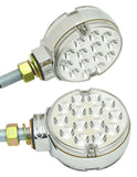 2-Turn Signal Led Lights 3” Pearl Clear 2 Face Amber/Red 14 LEDs 1 Stud GG#75195