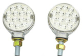 2-Turn Signal Led Lights 3” Pearl Clear 2 Face Amber/Red 14 LEDs 1 Stud GG#75195