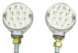 2-Turn Signal Led Lights 3” Pearl Clear 2 Face Amber/Red 14 LEDs 1 Stud GG#75195