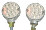 2-Turn Signal Led Lights 3” Pearl Clear 2 Face Amber/Red 14 LEDs 1 Stud GG#75195