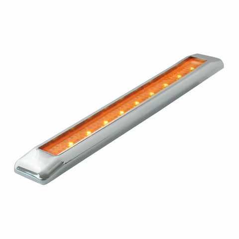 LED Light Bar Ultra Thin Amber 9 LEDs Amber Lens Chrome Bezel 8.5 GG#76060 Pair