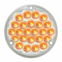 LED Light 4" Pearl Clear Lens 24 Amber LEDs 1156 Socket Back of Cab GG76151 Each